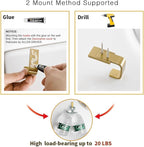 BESy Brass Clothes Hook Single Towel Hook for Bathroom Kitchen Garage Square Style Robe Hooks Coat and Hat Hook, Self Adhesive with Glue or Wall Mounted with Screws, Brushed Gold