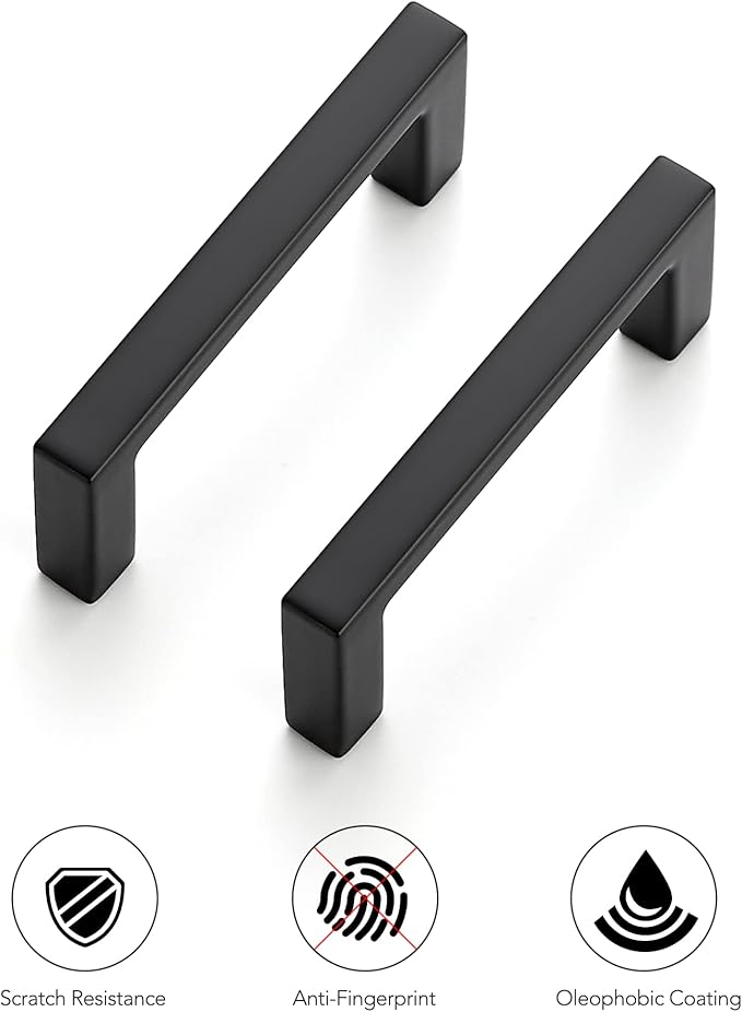 Ravinte 30 Pack Matte Black Cabinet Pulls, 2-1/2 Inch (64mm) Hole Center Slim Kitchen Handles, Square Drawer Pulls for Cabinets & Cupboards, Hardware