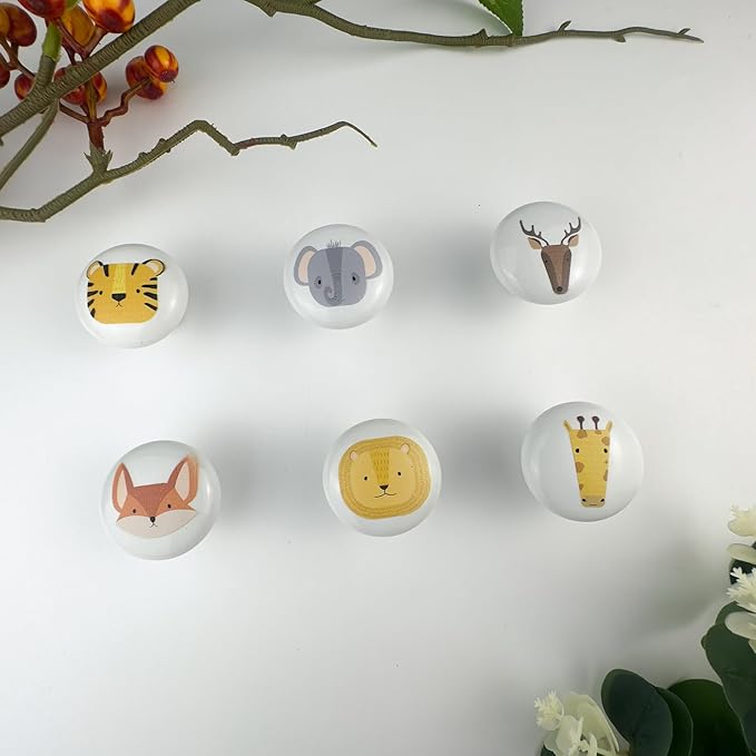 6 Pack 1.5" Kids Unique Cute Nursery Animal Lion Cabinet Dresser Drawer Knobs Handles Pulls