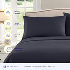 Twin Sheets - Breathable Luxury Sheets with Full Elastic & Secure Corner Straps Built In - 1800 Supreme Collection Extra Soft Deep Pocket Bedding Set, Sheet Set, Twin, Navy