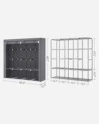 SONGMICS Portable Closet, Wardrobe Closet Organizer with Cover, 4 Hanging Rods and Shelves, 4 Side Pockets, 66.9 x 17.7 x 65.7 Inches, Large Capacity for Bedroom, Living Room, Gray URYG094G02