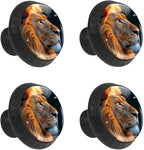 4 Pack Drawer Pulls Lion Animal Crystal Glass Round Knobs Pulls Handles for Cabinets Dressers Kitchen Bathroom - Cupboards Wardrobes Hardware Furniture Knobs