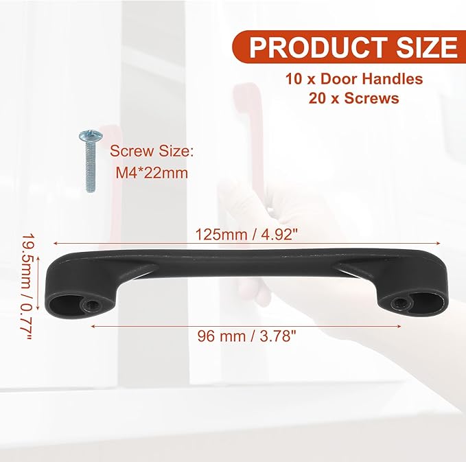 uxcell 10 Pack Plastic Cartoon Drawer Pulls, 5" ABS Closet Wardrobe Door Handle Furniture Accessory for Home Kitchen Cupboard, Black