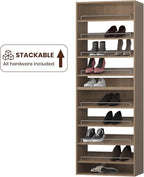 ROOMTEC 19.5" Shoe Shelf Short Tower Closet Unit, Modular Closet System with Shelf, Wardrobe Organizer for Bedroom or Walk-in Closet, Wall Mounted, Customizable Clothes Storage Unit, Wood