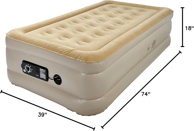 Serta Raised Air Mattress with Never Flat Pump | Luxury Inflatable Mattress with Built in Air Pump to Ensure a Good Night’s Rest | Heavy Duty Blow Up Mattress with Self Inflating Pump