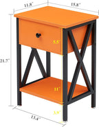 VECELO Nightstands Set of 2, Modern Bedside End Tables, Night Stands with Drawer and Storage Shelf for Living Room Bedroom, Industrial Metal Frame