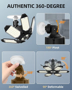 Adiding LED Garage Light Rotatable 2 Pack, Bright Basement Shop Ceiling Bay Lighting Fixture w/ 6 Adjustable Panels Screw in E26 E27 Bulb Base for Attic, Shed, Warehouse, Home Gym, Utility, Workshop
