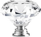 [12 PCS] 30mm Crystal Clear Glass Cabinet Drawer Pulls, Attom Tech Diamond Shape Cupboard Knobs with Screws for Kitchen, Dresser, Cupboard, Bathroom, Wardrobe (1.2 inch / 30 mm)