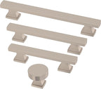FRANKLIN BRASS Tiered Foot (10-Pack) Cabinet Handles 3-3/4" Hole Center Pulls | Satin Nickel Hardware Kitchen Door, Drawers, Dressers, Furniture P49573C-SN-B