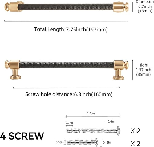 10 Pack 6-1/4" Hole Center(160mm) Matte Black and Champagne Bronze Kitchen Cabinet Handles Cabinet Pulls Black Drawer Pulls Kitchen Cabinet Hardware Kitchen Handles