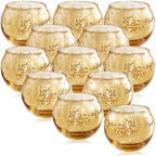 LAMORGIFT 12 Pcs Gold Votive Candle Holders -Gold Mercury Glass Candle Holders, Diwali Decorations for Home, Wedding Centerpieces for Tables, Christmas Tea Light Holders