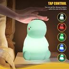 VSATEN Dinosaur Night Light for Kids, Cute Color Changing Silicone Baby Night Light with Touch Sensor, Portable Rechargeable LED Bedside Nursery Lamp for Toddler's Room, Gifts for Boys Girls, Green