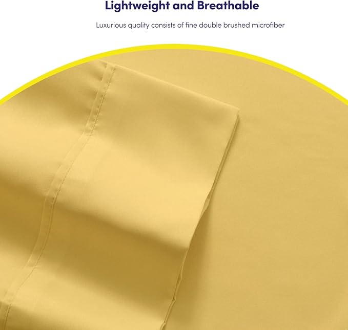 Sweet Home Collection 6 Piece 1500 Supreme Collection Brushed Microfiber Deep Pocket Sheet Set-2 Extra Pillow Cases, Great Value, Rv Short Queen, Yellow