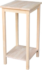 IC International Concepts, Portman Accent Table , Solid Real Wood, Sturdy Parawood,16 X 14 X 29, Minimum Assembly, DIY, Paint or Stain in Any Color, Unfinished