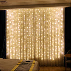 ZSJWL 6.5×9.8ft Curtain String Lights, USB Plug Fairy Lights Remote Dimmable Control, 8 Flashing Modes Waterproof Lights for Window Christmas Bedroom Party Wedding Garden Wall(Warm White)