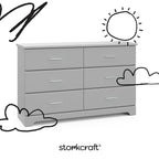 Storkcraft Brookside 6-Drawer Dresser (Pebble Gray) – GREENGUARD Gold Certified, Gray Dresser for Bedroom, Kids & Nursery Storage Chest, Safety Interlocking Drawers, Pre-Installed Tracks, Kids Chest