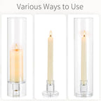 Glass Hurricane Candle Holder: 11.8" Tall Candlestick Holder Bulk with Cylinder Windproof Cover Set of 10 Clear Taper Candle Holders for Wedding Party Birthday Christmas Decor