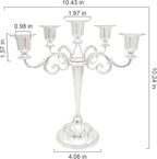 Metal Candelabra 5-Candle 10.1 Inch Tall Candle Holder Stick for Home Wedding Event and Party Festival,Silver