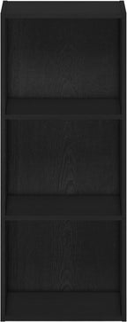 Furinno LUDER Book Shelf, 3-Cube Bookshelf, Bookcase, 9.3" x 12" x 31.5", for Living Room, Bedroom, Home Office, Blackwood