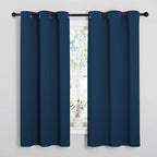 NICETOWN Window Curtain Panels, Thermal Insulated Solid Grommet Blackout Draperies/Drapes for Basement (Moroccan Blue, 1 Pair, 34 by 54-inch)