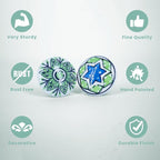 Handmade Blue & Green Ceramic Stone Cabinet Knobs, Vintage Decorative Drawer Pulls for Trendy Cabinets, Modern Dressers & Cupboards, Knobs for Kitchen & Furniture - Set of 6