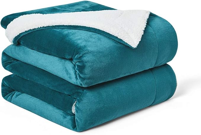 Walensee Sherpa Fleece Blanket (King Size 108”x90” Teal) Plush Throw Fuzzy Super Soft Reversible Microfiber Flannel Blankets for Couch, Bed, Sofa Ultra Luxurious Warm and Cozy for All Seasons