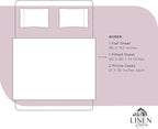 Linen Home 100% Cotton Percale Sheets Queen Size,Mauve Lavender, Deep Pocket, 4 Pieces Set - 1 Flat, 1 Deep Pocket Fitted Sheet and 2 Pillowcases, Crisp Cool and Strong Bed Linen