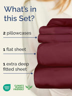 Extra Deep Twin XL Sheet Set - 4 Piece Breathable & Cooling Sheets - Hotel Luxury Bed Sheets Set - Easy & Secure Fit - Soft, Wrinkle Free & Comfy Sheets Set - Burgundy Sheet Set w/Extra Deep Pockets