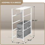 Sorbus Narrow Dresser with 4 Drawers - Vertical Slim Storage Chest of Drawers with Steel Frame, Wood Top & Easy Pull Fabric Bins for Small Spaces, Closets, Bedroom, Bathroom & Laundry (White/Gray)