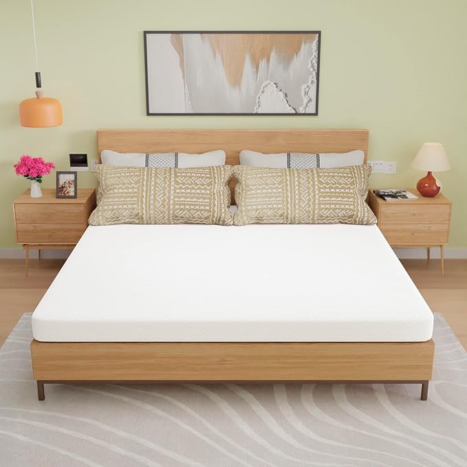 PayLessHere 5 Inch Memory Foam Mattress/Cooling Gel Bamboo Charcoal Infused Mattress/Medium Firm Mattresses/CertiPUR-US Certified/Bed-in-a-Box/Pressure Relieving King Size,White
