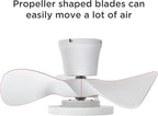 ocioc Quiet Ceiling Fan with LED Light 22 inch Large Air Volume Remote Control for Kitchen Bedroom Dining Room Patio