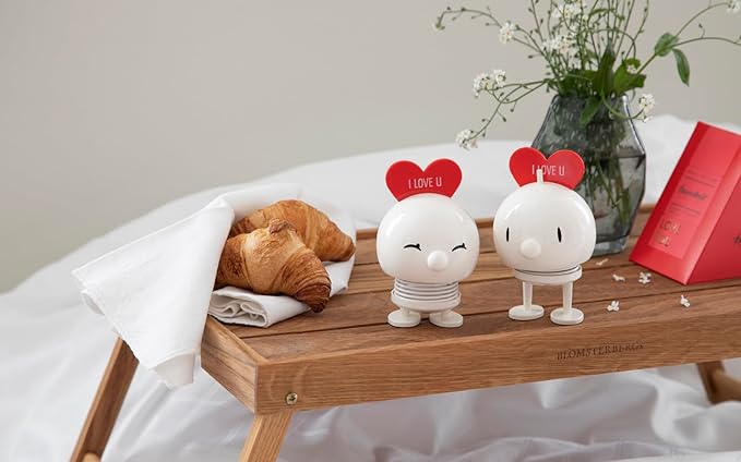 Hoptimist Love Bumble, Home Decor Ornament - Scandinavian Design, Plastic W/Metal Spring, Medium - Creates Cheerful Movement- (White)
