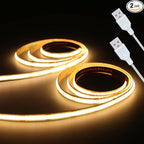 Led Strip Lights 5V USB 320 LEDs 2Pack Short COB LED Strip Light 3000K Warm White Not Dimmable Flexible Small led for Home DIY Lighting Room Decor TV Lights Indoor Use (3.28FT/1M*2)