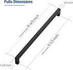 JOY DECOR 30 Pack Cabinet Handles, Black Cabinet Pulls, 11-1/3 Inch Kitchen Closet Handles Square Drawer Pulls Stainless Steel Drawer Hardware, 288mm Hole Centers