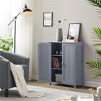 Yaheetech Bathroom Floor Cabinet, Modern Storage Freestanding Organizer Cabinet with Adjustable Shelves & Double Doors, 3-Tier Home Living Room Furniture, Gray