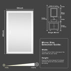 48''x30'' Lighted Mirrors for Bathroom Wall Backlit + Front Lit, Rectangular LED Bathroom Mirror Frameless with Lights Anti Fog, Dimmable, 3 Colors,Tempered Glass, Shatter-Proof