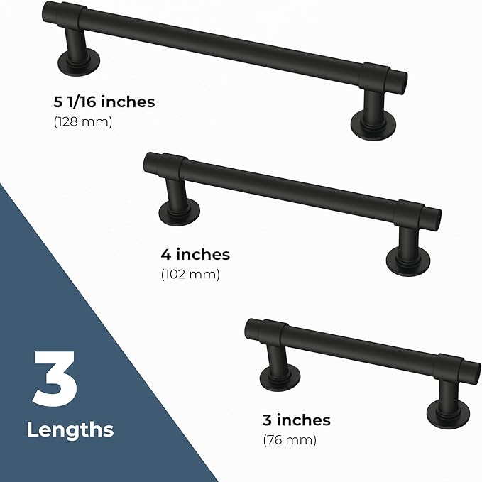 Franklin Brass - Francisco Matte Black Cabinet Handles 5 Inch (5") Hole Center Pulls | Easy Install, Durable Hardware for Kitchen Cabinet Door, Drawers, Dresser Pull, Furniture (5 Pack)