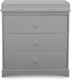 Delta Children Sutton 3 Drawer Dresser with Changing Top and Interlocking Drawers - Greenguard Gold Certified, Grey