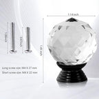 12 Pcs 30mm Round Shape Crystal Glass Cabinet Knobs with Screws Drawer Knob Pull Handle Used for Kitchen, Dresser, Door, Cupboard(Black B Clear)