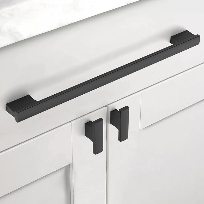 Asidrama 10 Pack 10 Inch(254mm) Matte Black Kitchen Cabinet Handles, Cabinet Pulls Kitchen Cabinet Hardware for Cupboard Drawer Pulls