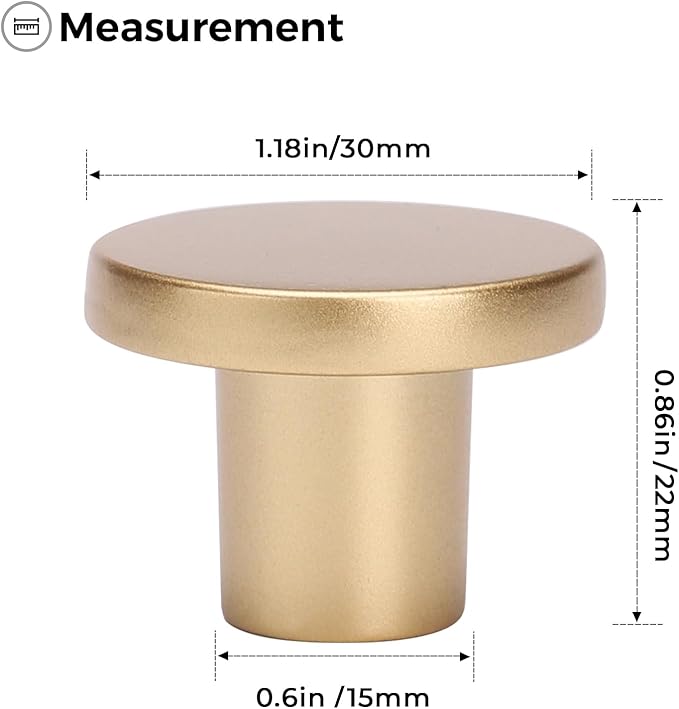 Ravinte 15 Pack Cabinet Knobs Sandy Gold Kitchen Cabinet Knobs Round Dresser Drawer Pulls Closet Door Pulls 1-1/5 Inch