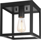 GLOBE Electric 60000020 1-Light Outdoor Flush Mount Ceiling Light Fixture, Matte Black, Clear Glass Shade, Front Porch Décor Lighting, Weather Resistant