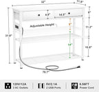 Ecoprsio Entryway Table with Outlets and USB Ports, Console Table with 2 Drawers, Small Sofa Table with Storage Shelves for Living Room, Couch, Hallway, Foyer, Kitchen Counter, 32'', White