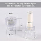 12pcs Clear Taper Candle Holders, Glass Candlestick Holders, Tea Light Candle Holder for Fall Wedding Centerpieces Table Decorations, Votive Candle Holders for Table Decor