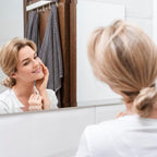 Mirrorons Beveled Mirror, Bathroom Mirrors for Wall 40" x 32", Frameless Rectangle Bathroom Mirror with Beveled Edge, Hangs Horizontally or Vertically, Upgraded Packing