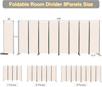Room Divider, 8 Panel Folding Privacy Screens with Wider Support Feet, 6 Ft Portable Room Partition for Room Separator, 176" W X 71" H, Beige