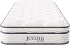 Modway Jenna 8” Innerspring and Memory Foam Narrow Twin Mattress With Individually Encased Coils White