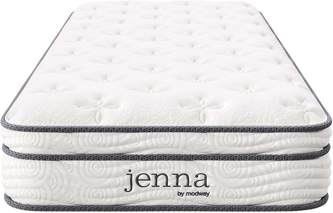 Modway Jenna 8” Innerspring and Memory Foam Narrow Twin Mattress With Individually Encased Coils White
