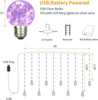 YOLIGHT Wishing Ball Curtain Lights 200 LED Window Curtain String Lights with Remote, USB Battery Powered Twinkle Globe Fairy Lights for Wedding Party Bedroom Halloween Christmas Decoration (Purple)