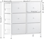 BOLUO White Dresser for Bedroom 6 Drawer Organizers Fabric Storage Chest Tower Small Dressers Unit for Closet Nursery Hallway Office, Kids and Adult Modern